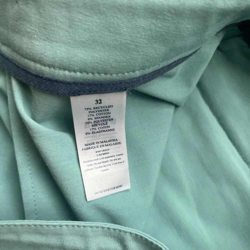 Faherty All Day Shorts Mens 32 Seafoam Green Chino Tech Board Performance Preppy